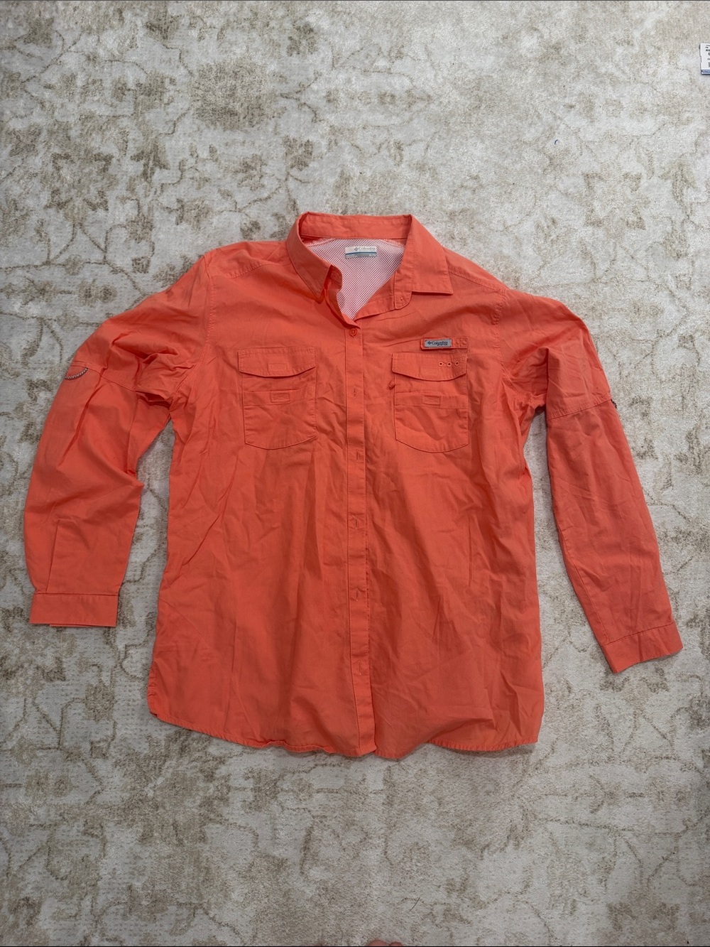 Columbia Men's Peach Long-Sleeve Button-Down Outdoor Shirt